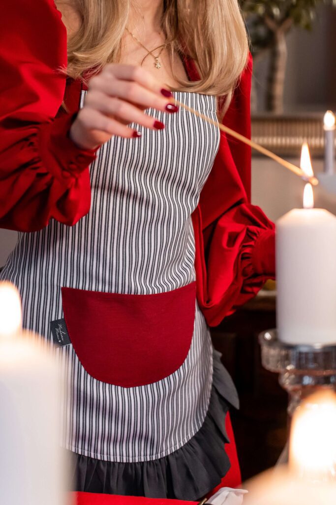 Fartuch kuchenny szary pasy